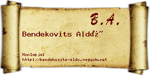Bendekovits Aldó névjegykártya